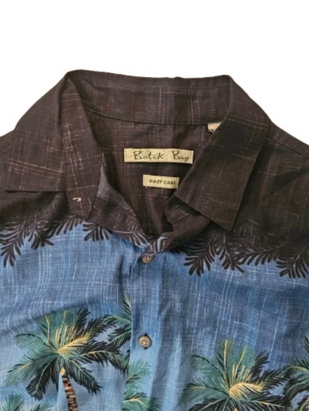 Batik Bay Resort Palm-Print Button-Up Shirt - Blue & Black